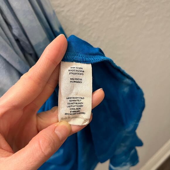 Soft Surroundings Waterfall Cardigan 1X | Ombre Blue Draped Open Front High Low - Picture 6 of 7